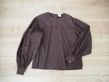 6(ROKU) 브라운 벌룬 슬리브 셔츠