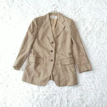 ALPHA CUBIC 체크 무늬 테일러드 자켓 실크 울 일본제 34