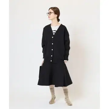 이에나 IENA 펄 버튼 밀라노 리브 V넥 가디건과 스커트