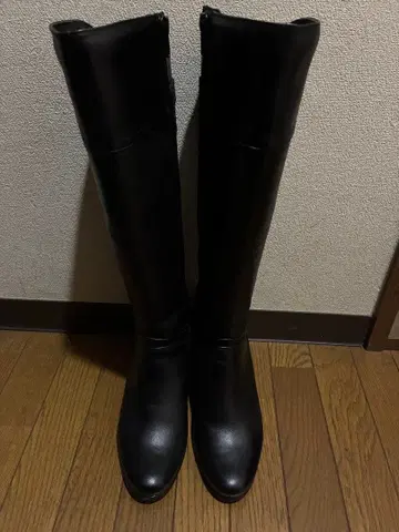 블랙 롱 부츠 천연 가죽