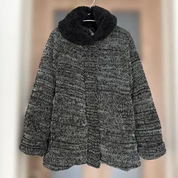 코트 자켓 보아코트 다운 볼륨 옷깃 그레이 미들 기장