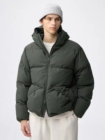 25년 최신 GU 웜 패딩 퀼팅 후드티 XL 올리브