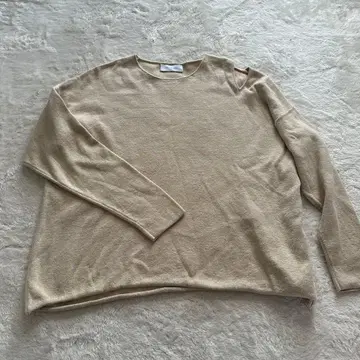 ADAM ET ROPE 어깨 트임 코튼 니트 스웨터 베이지 새상품급