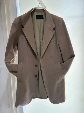 브라운 울 혼방 체스터 코트 라운지 리자드