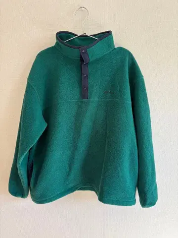 80s 엘엘빈 플리스 필기체 스냅T 그린 90s