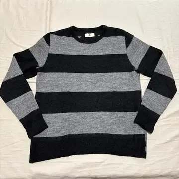 M(엠)/보더&스타 모헤어 니트 그레이/XL 별 패턴