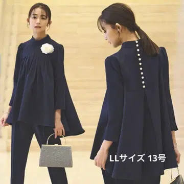 RUIRUE BOUTIQUE 백 펄 플레어 상의 & 테이퍼드 팬츠