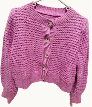 [새상품급] Fano Studios 핑크 팝콘 니트 가디건 숏