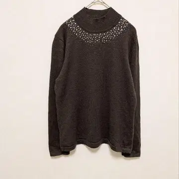 고급 SOAGE 하이넥 니트 스웨터 울 100% 깔끔한