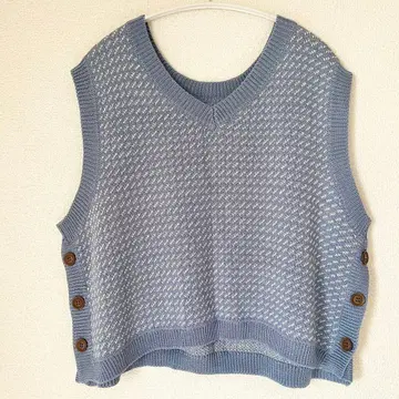 사만사 모스모스 니트 베스트 베스트 니트 블루