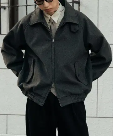 블렘 더블 지퍼 멜톤 해링턴 자켓 차콜 S 사이즈