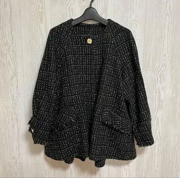 트위드 오버 사이즈 자켓 블랙 계열