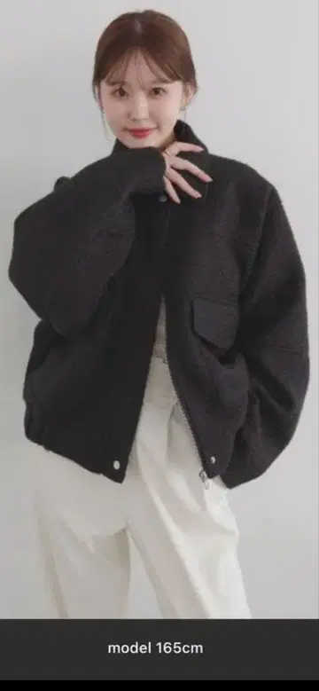 [ ayu x LIAN ] 스탠 칼라 컬 샤기 블루종