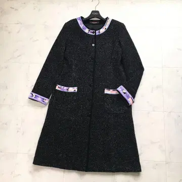 최근 새상품급 레오나르 트위드 니트 코트 42