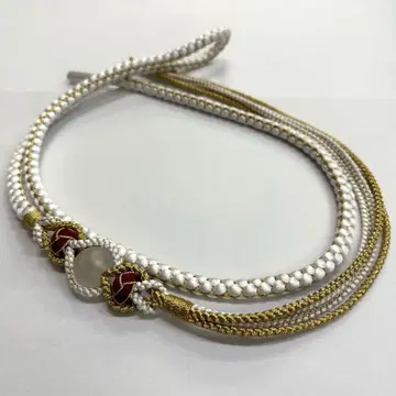 새상품 순수 실크 화이트 허리띠 후리소데용 럭셔리 장식 포함 2127