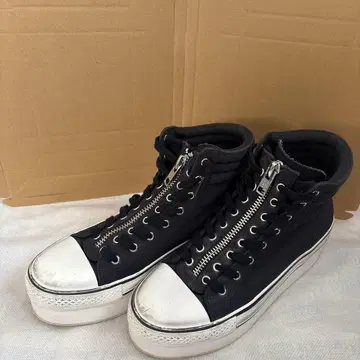 ASH 프론트 지퍼 하이컷 스니커즈 블랙