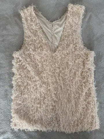 프린지 크림색 니트 베스트 사이즈 F Kastane