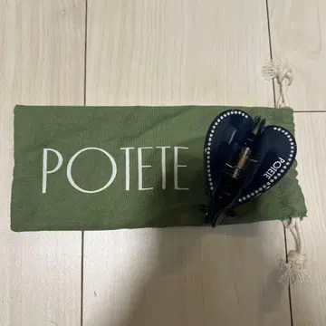 POTETE 하트형 헤어 클립 네이비 수납 봉투 포함