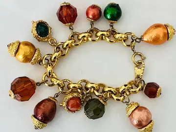 JACKY DE G 빈티지 참 팔찌 빅 사이즈 골드