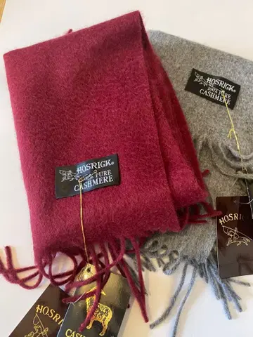 새상품 미사용 캐시미어 100% 머플러 2개 레드 그레이 택 포함