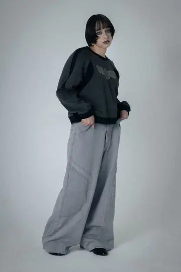 파라노멀 그레이 와이드 팬츠 데님