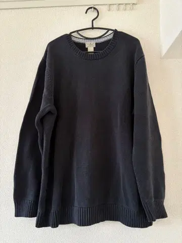 LLBean 코튼 니트 무지 스웨터 풀오버 블랙