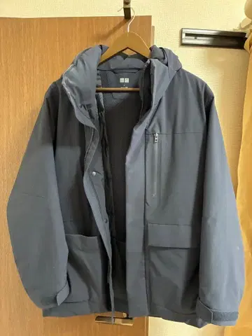 하이브리드 다운 후드티 유니클로 네이비