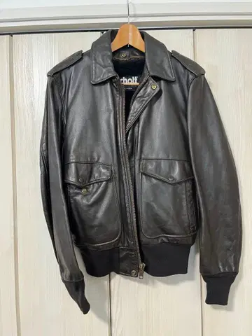 Schott 가죽 자켓 38 사이즈 다크 브라운