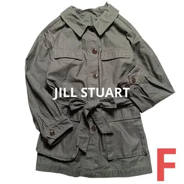 질스튜어트 밀리터리 블루종 점퍼 카키 면 100 리본