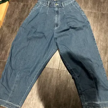 루이스 Luis 파랑 와이드 팬츠 프론트 플리츠 벌룬