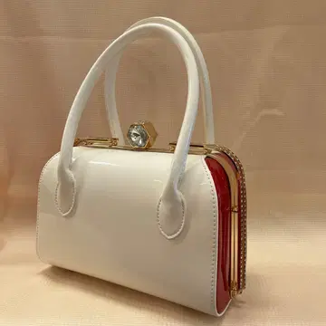 후리소데용 기모노 가방 화이트, 빨간색 장식 포함