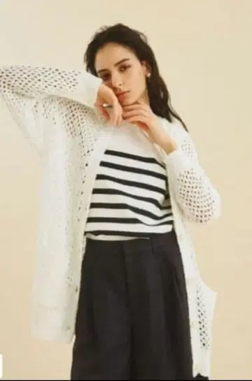 그레이스 클래스 메쉬 니트 가디건 가디건 화이트 니트