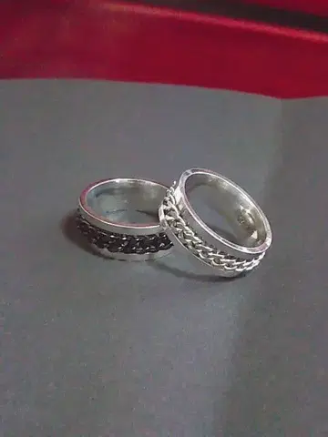 실버 블랙 꼬임 반지 2개 세트