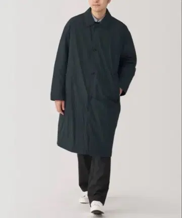 무인양품 워셔블 충전솜 스텐카라 코트 블랙 XL