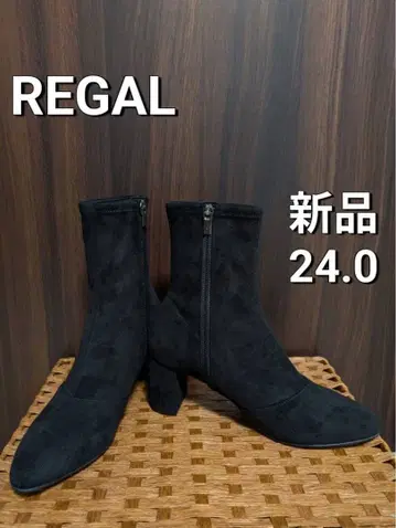 [ 새상품 미사용 ] REGAL 숏부츠 사이드 지퍼 힐 스웨이드 블랙