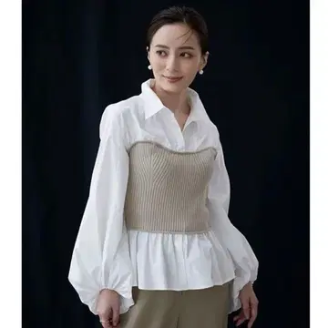 anuans 니트 뷔스티에 도킹 블라우스 하자 있음