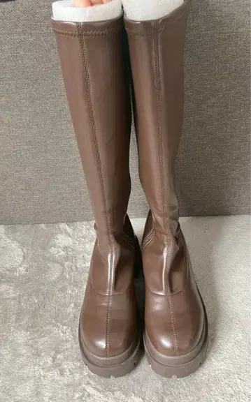 Heather 인힐 스트레치 롱 부츠 브라운 M 사이즈