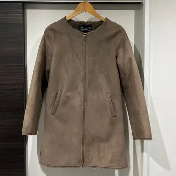 브라운 무스탕 코트 롱 기장