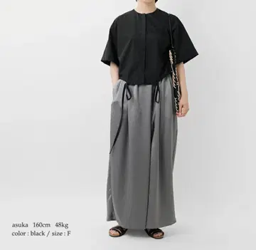 미즈이로 ind 숏 슬리브 셔츠 블랙 F 사이즈