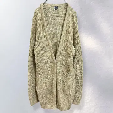 니트 가디건 깊은 V넥 겉옷 미들 기장 심플 무지 L [ a981