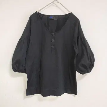 Ray BEAMS 퍼프 슬리브 티셔츠 일본제 블랙 프론트 버튼