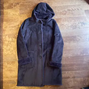 UNITED ARROWS 다크 브라운 페이크 무스탕 코트