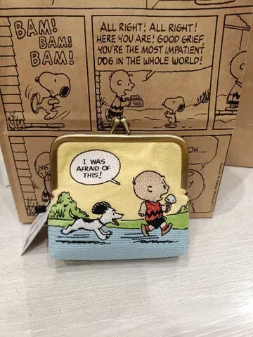 택 포함 새상품 스누피 뮤지엄 접이식 자수 복주머니 파우치