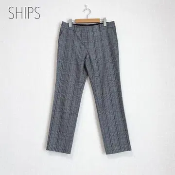 쉽스 글렌체크 스트레이트 팬츠 오피스 출퇴근룩 40 L