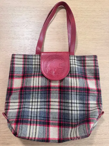 헌팅월드 체크 무늬 토트백