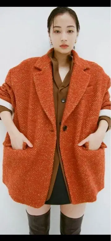 새상품급 스즈 히로세 x 클레인 믹스 컬러 오버 코트