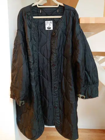 H 아쉬 퀼팅 코트 블랙