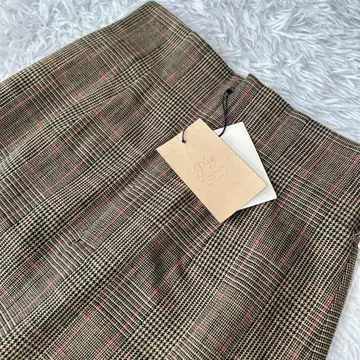 새상품 플라주 하이웨스트 타이트 스커트 체크 무늬 36 카멜