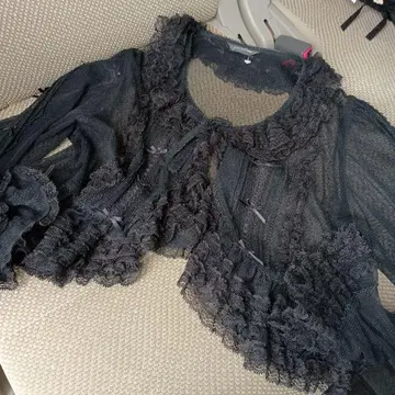 PINKHOUSE 튤 도트 볼레로 가디건 블라우스