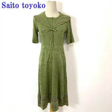 Saito Toyoko 니트 원피스 그린 울 C4800